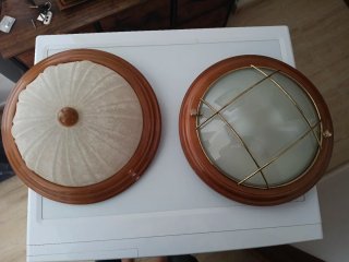 Lámparas de techo madera y cristal