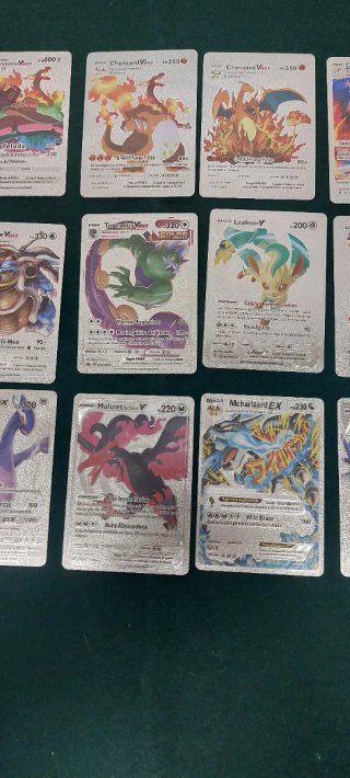 Lote 15 Cartas Estilo Pokémon Plateadas
