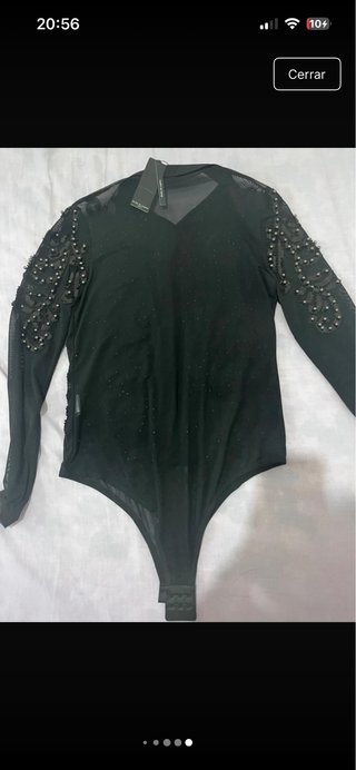 Body negro con pedrería