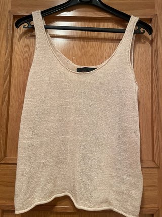 Top Zara Lino y Algodón Beige