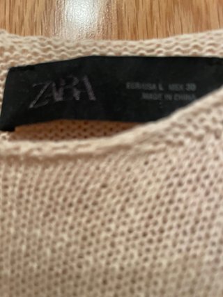 Top Zara Lino y Algodón Beige
