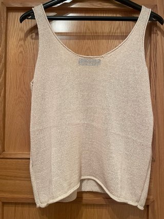 Top Zara Lino y Algodón Beige