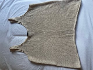 Top Zara Lino y Algodón Beige