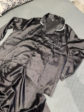 Pijama Satén Mujer Negro