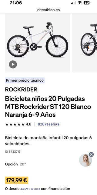 Bicicleta Infantil Rockrider 20