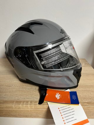 Casco Moto Kappa Gris Visera Doble