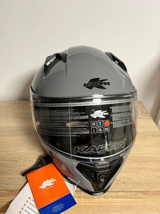 Casco Moto Kappa Gris Visera Doble