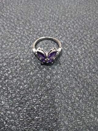 Anillo Mariposa Plata s925 Morado