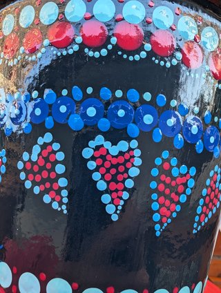 Maceta Artesanal Pintada a Mano - Puntillismo