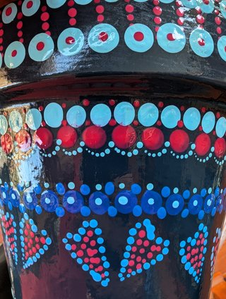 Maceta Artesanal Pintada a Mano - Puntillismo