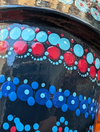 Maceta Artesanal Pintada a Mano - Puntillismo