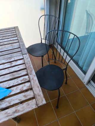 Conjunto de mesa plegable de terraza y 2 silla