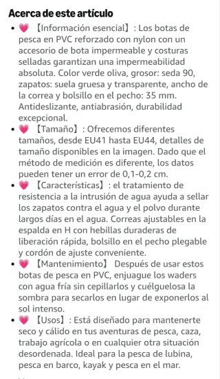 ENJOHOS Monos Pesca Impermeables Talla EU42 NUEVO