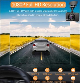 Cámara Coche Dual Dashcam Full HD 1080P
