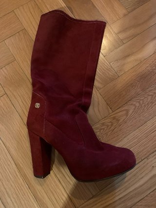 Botas de piel rojas, tacón 10cm