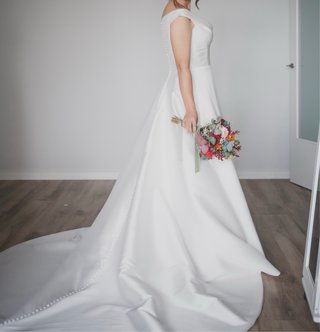 Vestido Pronovias Sawai (42) Línea A escote barco