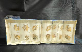 6 Vasos Marineros Vintage con Botella artesanal