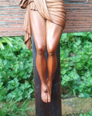 Antiguo Crucifijo Madera Siglo XIX