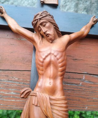 Antiguo Crucifijo Madera Siglo XIX