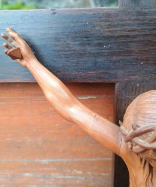 Antiguo Crucifijo Madera Siglo XIX