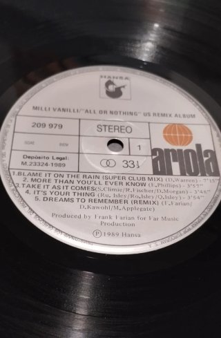 Vinilo Milli Vanilli - All Or Nothing
