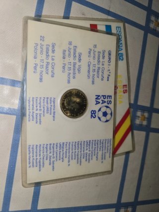 Moneda Mundial España 82 Yugoslavia y Perú