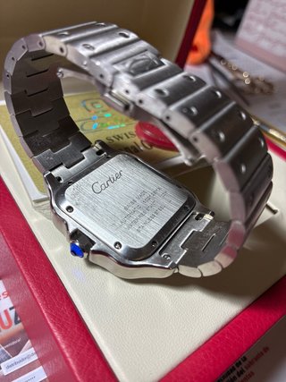 Reloj Cartier Santos Azul y Plateado 37x42