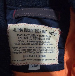 Chaqueta Alpha Industries NASA Negra