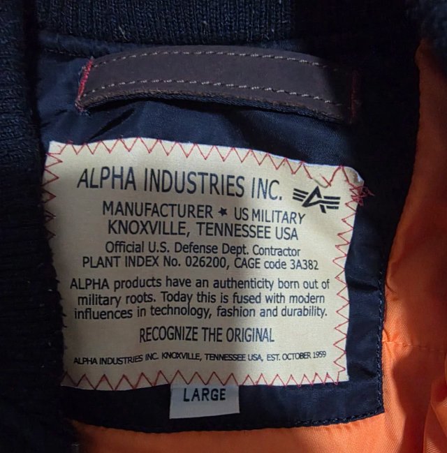 Chaqueta Alpha Industries NASA Negra