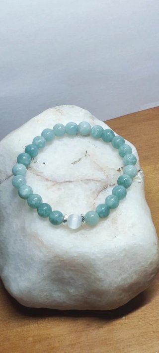 Pulsera elástica Monx verde y blanca