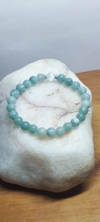 Pulsera elástica Monx verde y blanca