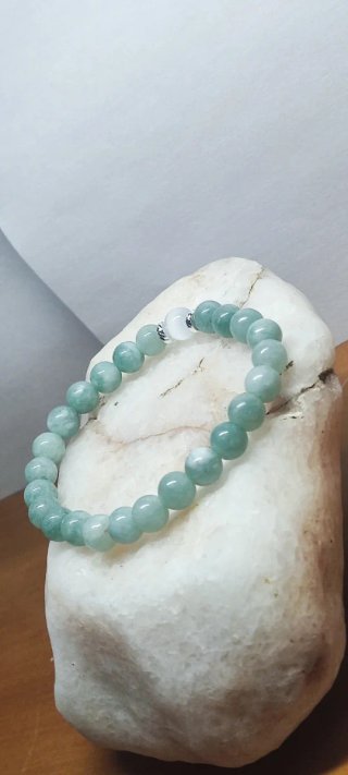 Pulsera elástica Monx verde y blanca