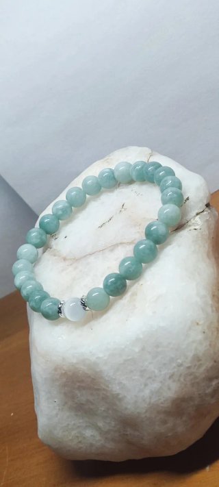 Pulsera elástica Monx verde y blanca