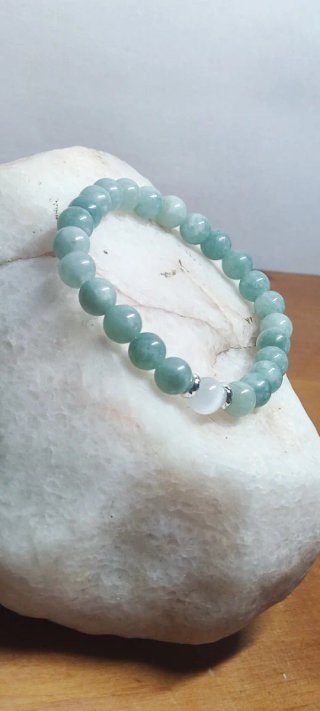 Pulsera elástica Monx verde y blanca