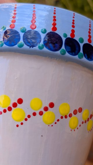 Maceta Artesanal Pintada a Mano - Puntillismo