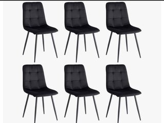 Conjunto 6 Sillas Comedor Terciopelo Negro