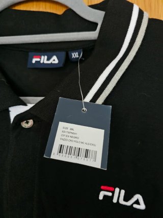 Camiseta Polo Fila Negra Talla XXL