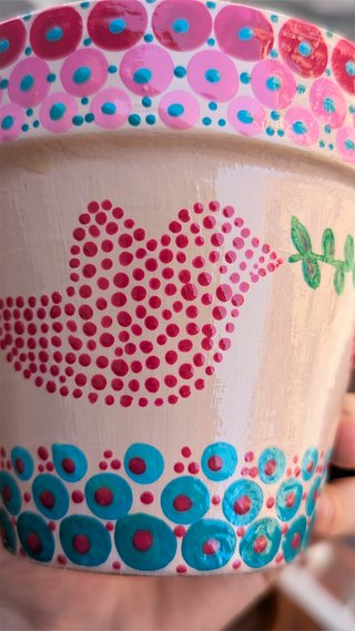 Maceta Artesanal Pintada a Mano - Puntillismo