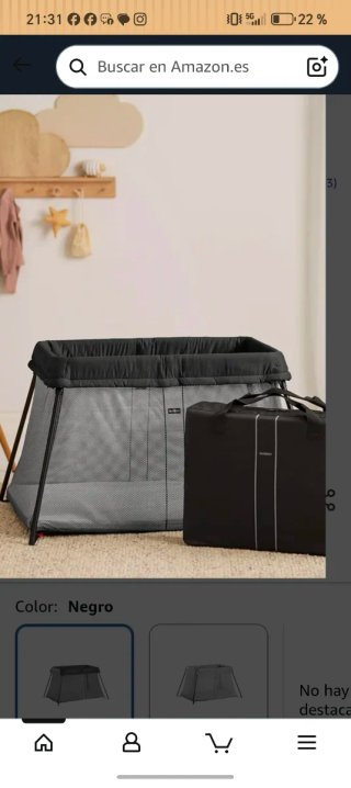 Cuna de viaje Babybjörn Negra