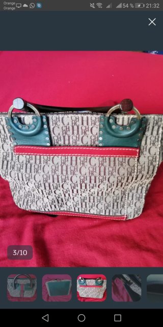 Bolso Carolina Herrera asas madera beige/verde