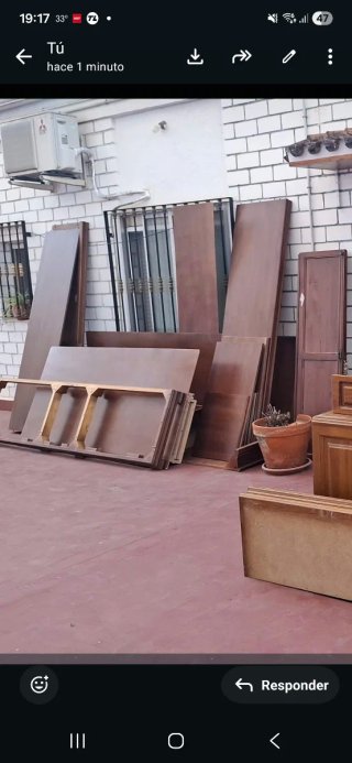 Armario de madera de castaño, 5 puertas, desmontad