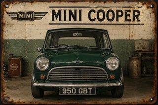 Chapa Decorativa vintage Mini Cooper 19x29 cm