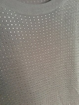 Jersey Zara M Joyas Strass Brillantes Gris