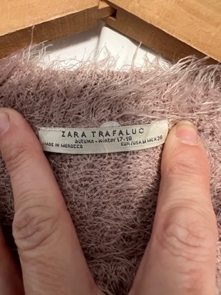 Top Zara Rosa Peludo Manga Corta Rosa palo