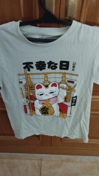 Camiseta Friking Talla XS Diseño Gato Japonés