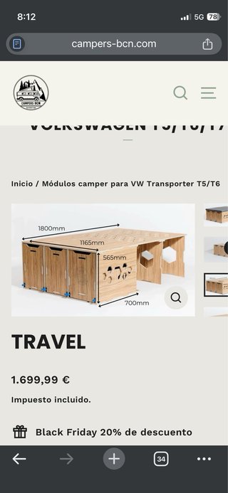 Mueble cama Furgoneta Camper
