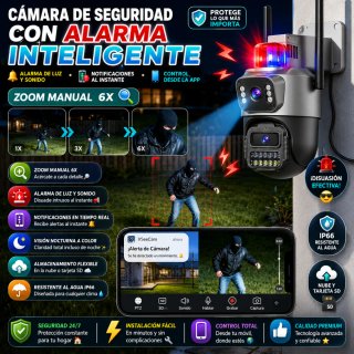 Cámara Seguridad Exterior 5G Doble Lente 6MP