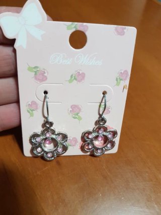 Orecchini argento accessori fiori strass rosa