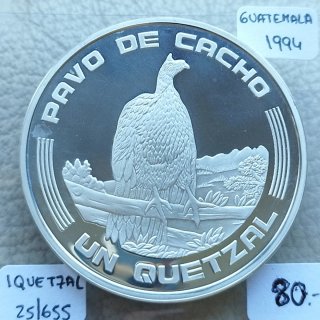 Un quetzal plata Guatemala Encuentro 2 mundos 1994