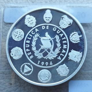 Un quetzal plata Guatemala Encuentro 2 mundos 1994